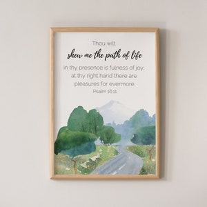 Bible Artwork, Printable Christian Wall Art, KJV Bible Art, Printable Christianity, Psalm 16:11, Scriptural Bible Art, KJV Scripture Art
