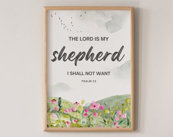 Psalm 23 KJV Scripture Print, Bible Verse Wall Art (Digital Download)
