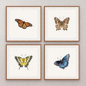 Vintage Butterfly Art Set, 4 Piece Wall Art, Vintage Butterfly Prints, Butterfly Wall Decor, Antique Print, Printable Art, Vintage Prints