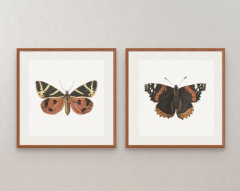 Vintage Butterfly Print Set, Retro Wall Decor (PDF Download)