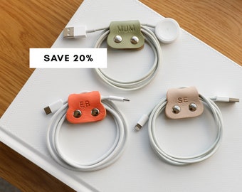 4 for 5 Leather Cable Organiser | Custom Initials | Personalised Leather Cable Tidy | Perfect Gift | Personalised Gifts | Gifts