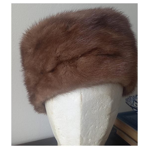 Vintage 1970s Genuine Mink Fur Hat – Russian Soviet Era Ushanka Style Brown Winter Hat – Luxury Real Fur Women’s Headwea