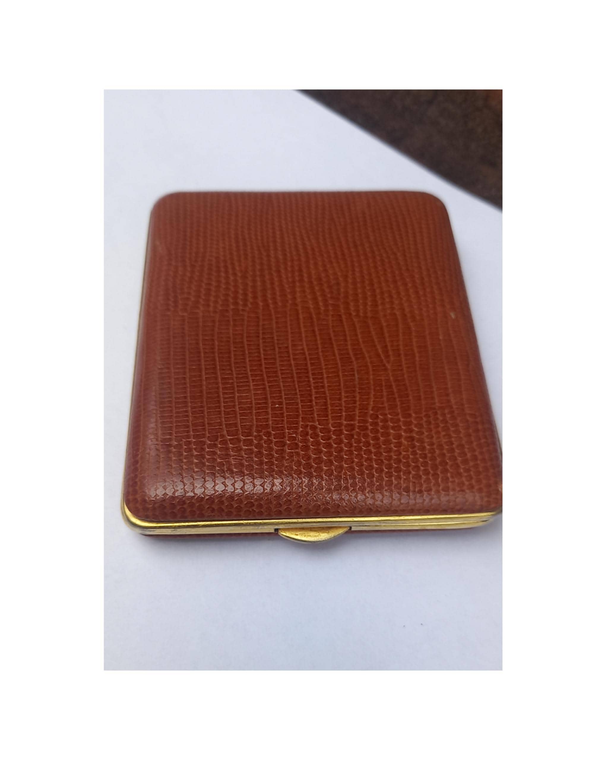 Vintage Tremblay France Cigarette Case – Brown Faux Lizard Leather Hard  Plastic With Brass Trim – Retro Collectible Accessory