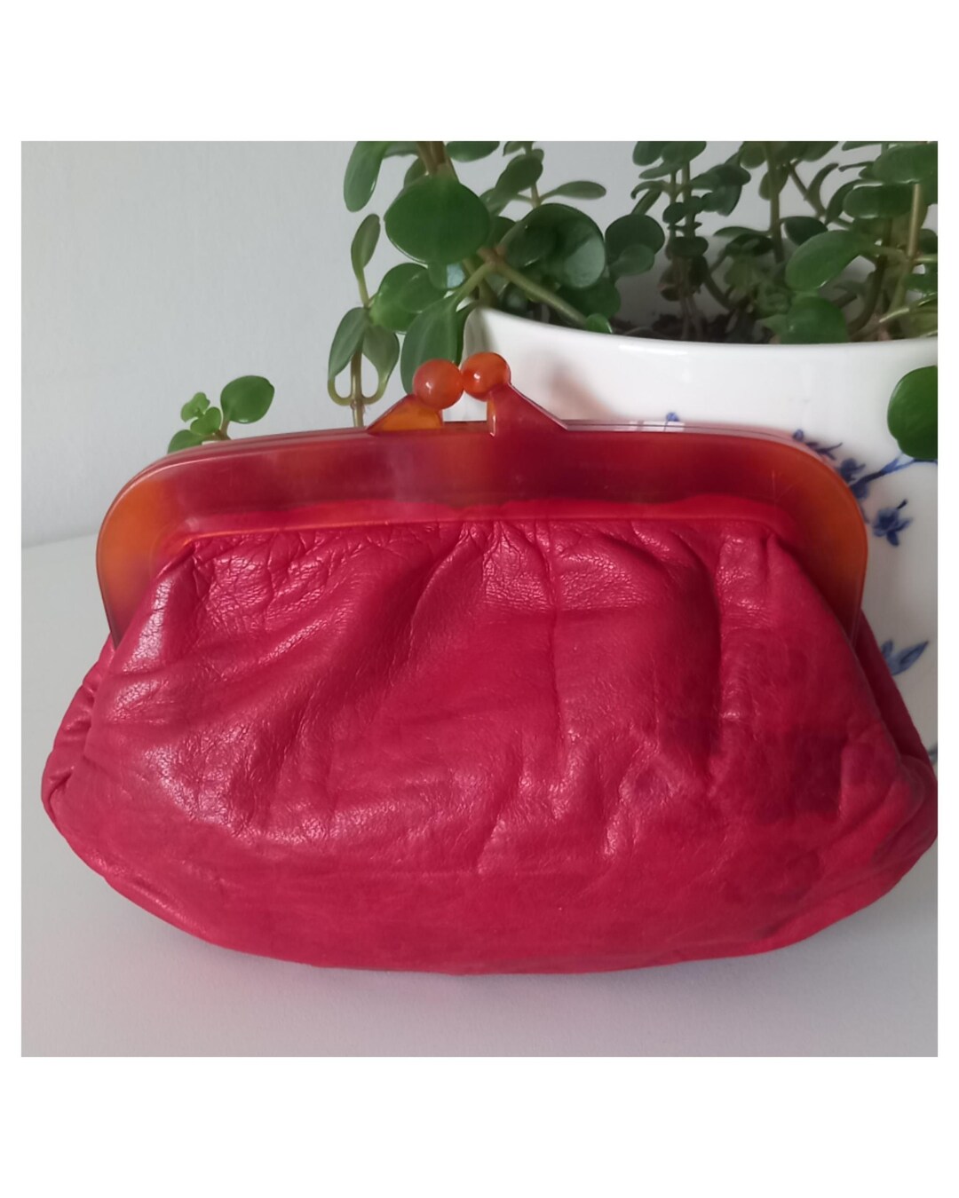 Vintage 1940s–50s Red Leather Coin Purse – Made in France Wallet With ...