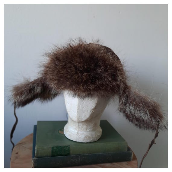 Vintage Brown Suede Fur Trapper Hat – 1970s Ushanka Style  display picture 3