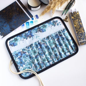 Watercolor Brush Case, Roll-up holder for art and handicraft tools, Travel organizer image 5