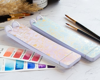 Paleta papieru akwarelowego: Szkicownik podróżny z motywem kwiatowym, 250 g/m2