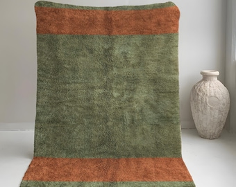 Green Moroccan Rug for Bedroom, Abstract Rug, Beni Ourain Rug, Green Rug for Living Room, Earth Tone Rug, Green 9x12 Rug, Boho Rug