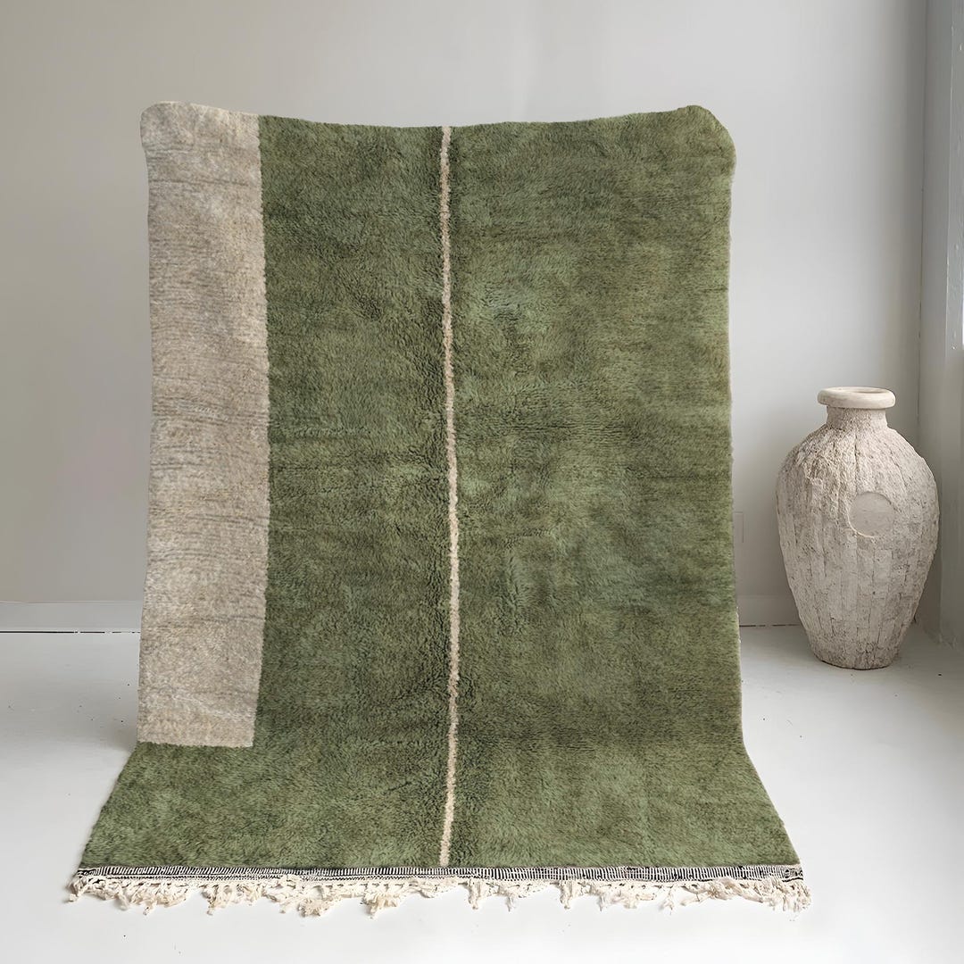 Greenarbic Rug Patterns Green Abstract Rug, Moroccan Area Rug, Handmade Wool Rug, Modern Rug ...