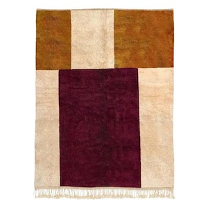 Alfombra marroquí Beni Mrirt, alfombra moderna con motivos geométricos, alfombra de lana natural hecha a mano y a medida, alfombra de lana marroquí, alfombra roja para sala de estar