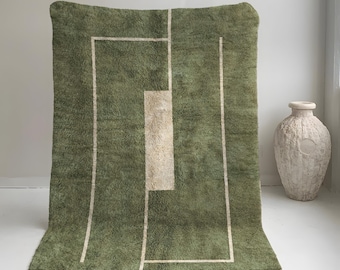 Green Abstract Rug, Moroccan Rug 8x10, Green Rug for Living Room, Geometric Rug 8x10, 8x10 Modern Rugs, Large Living Room Rug