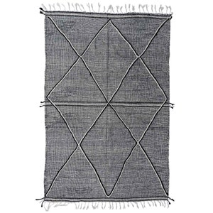 Custom Black Kilim Rug is a Handmade Moroccan Berber Kilim Using Natural Wool Rug with a Bohemian Geometric Design