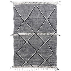 Black Kilim Rug with the Geometric Kilim Rug Desing is a Flatwoven Moroccan Berber Rug Handmade Using Natural Wool Rug