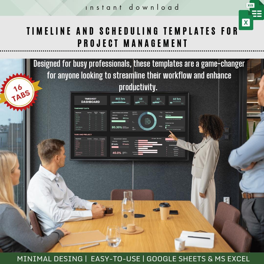 Timeline Gantt Chart Bundle | Timeline Chart Template | Timesheet ...
