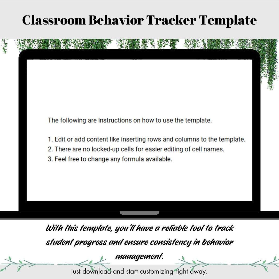Classroom Behavior Tracker Template Editable Google Sheets, Easy-to-use ...