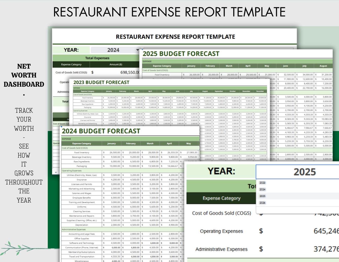 Restaurant Expense Report Template Editable Google Sheets Easy-to-use ...