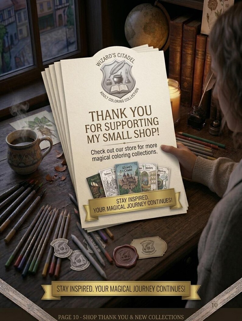 Dark Academia Wizarding Academy Coloring Book, Detailed Line Art (PDF ...