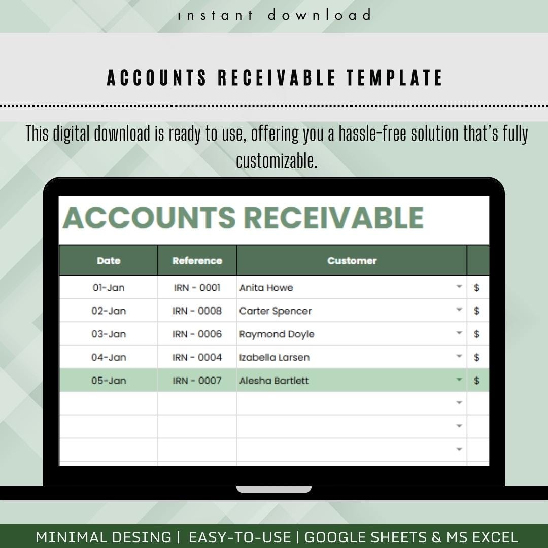 Editable Accounts Receivable Template for Google Sheets | Easy-to-use ...