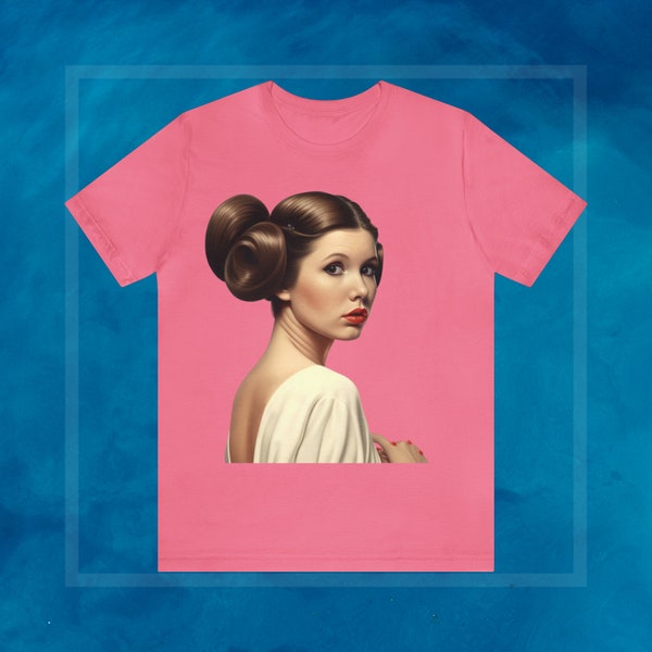 Chemise princesse Leia d'inspiration vintage des années 50 - T-shirt authentique 100 % coton doux - Design Star Wars classique