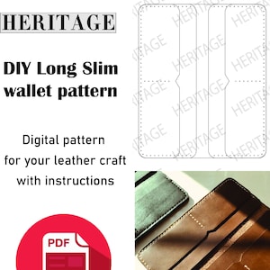 Leather long wallet pdf pattern, pdf long wallet, leather pdf pattern, laser svg files, svg pdf Easy DIY leather pattern, DIY pdf pattern