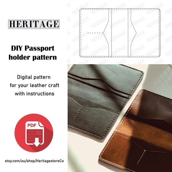 Leather Passport Holder PDF Pattern, Easy DIY Passport Holder PDF Pattern, leather passport cover digital pattern, digital pdf pattern