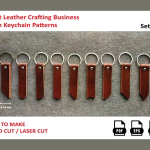 Leather keychain digital svg pdf pattern, leather keychain laser cut template, pdf keychain pattern, keychain laser cut files, laser ready