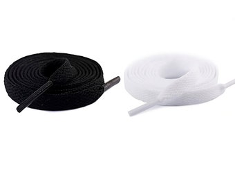 SHOELACES - SCHNÜRSENKEL I 120cm I Schwarz I Weiß (Sneaker, Casual shoes, Boots, Air Force, Jordans,...)