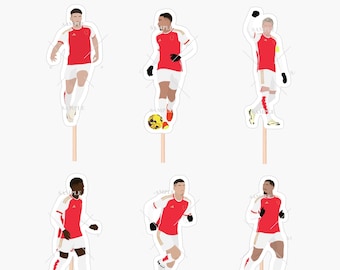 Arsenal Cupcake Toppers Set (Saliba, Jesus, Saka, Havertz, Odegaard & Rice)