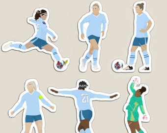 Manchester City Women Players 2023/24 Stickers/Decals or Magnets Set (Houghton, Greenwood, Hasegawa, Angeldahl, Shaw & Keating)