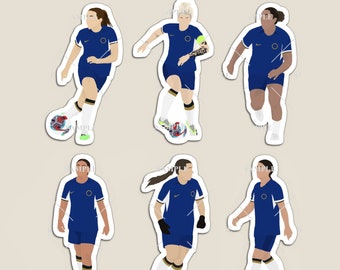 Chelsea Women 2023/24 Football Players Stickers or Magnets (Carter, Bright, Kerr, James, Reiten & Kirby)