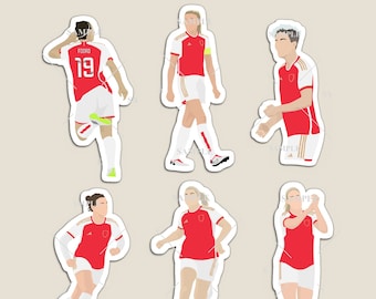 Arsenal Women 2023/24 Stickers or Magnets Set (Alessia Russo, Leah Williamson, Caitlin Foord, Beth Mead, Lotte Wubben-Moy & Lina Hurtig)