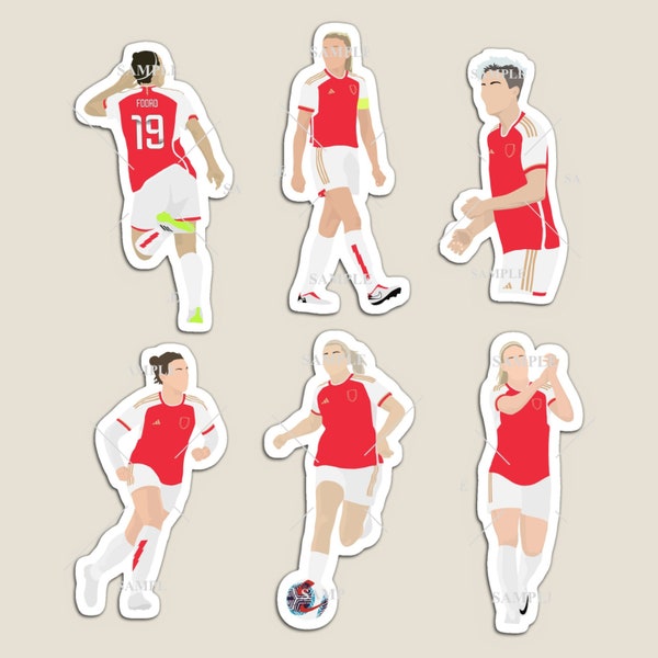 Arsenal Women 2023/24 Stickers or Magnets Set (Alessia Russo, Leah Williamson, Caitlin Foord, Beth Mead, Lotte Wubben-Moy & Lina Hurtig)