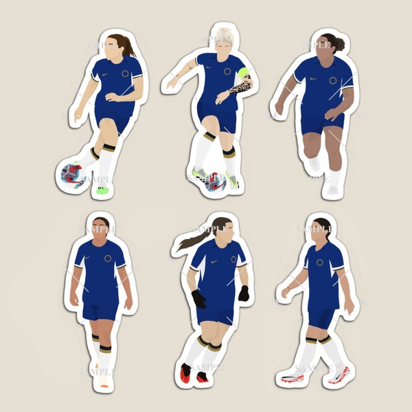 Chelsea Women 2023/24 Football Players Stickers or Magnets (Carter, Bright, Kerr, James, Reiten & Kirby)