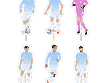 Man City Football Cake Toppers (Donnarumma, Cherki, Khushanov, Enzo, Nunes & Dias)