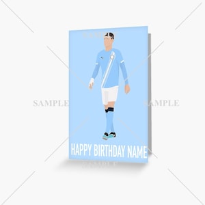 Carte d'anniversaire personnalisée Man City (Haaland, Rodri ou Foden)
