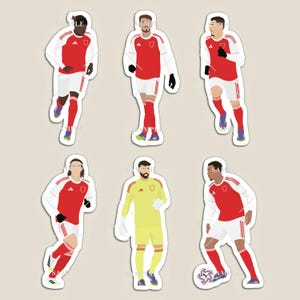 Arsenal Stickers or Magnets Set (Raya, White, Madueke, Martinelli, Gabriel & Calafiori)