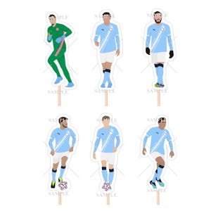 Man City Players Cupcake Toppers (Ederson, Cherki, Khushanov, Lewis, Nunes & Stones)
