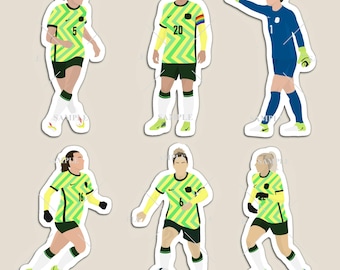 Adesivi o magneti del football Matildas (Vine, Grant, Arnold, Kerr, Gorry e Raso)