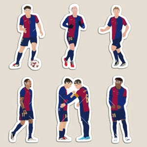 Barcelona Men 2024 Adesivi o Magneti (Cubarsi, Yamal, Pedri, Gavi, Olmo, De Jong & Raphinha)