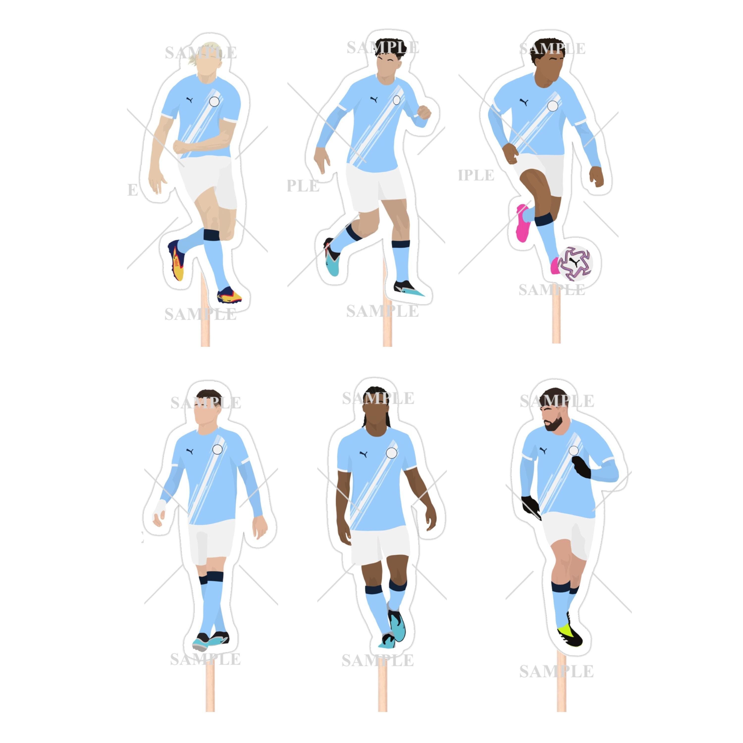 Man City Players Cupcake Toppers (Haaland, Foden, Gvardiol, Bobb, O'Reilly & Ake)