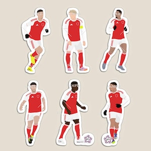 Arsenal Stickers or Magnets Set (Saliba, Jesus, Saka, Havertz, Odegaard & Rice)