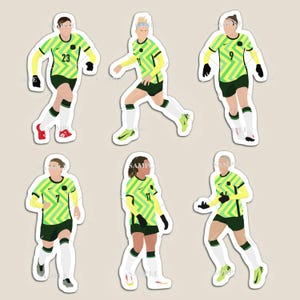 Matildas 2025 Football Players Stickers or Magnets (Kennedy, Catley, Cooney-Cross, Foord, Carpenter & Fowler)