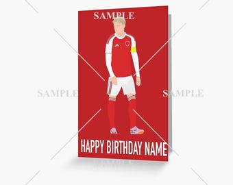 Arsenal Personalised Birthday Card (Odegaard, Saka or Rice)