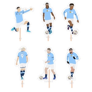 Man City 2024/25 Players Cupcake Toppers (Haaland, Foden, Gvardiol, Bobb, Grealish & Ake)