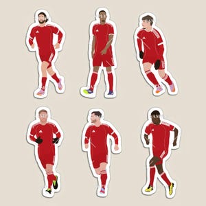 Liverpool Stickers or Magnets (Szoboszlai, MacAllister, Isak, Kerkez, Robertson & Gravenberch)