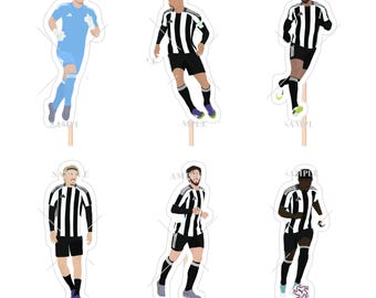 Newcastle Football Cake Toppers (Elanga, Guimaraes, Joelinton, Pope, Tonali & Woltemade)