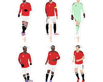 Man United Cake Toppers (Bruno, Cunha, Mainoo, Maguire, Lammens & Amad)