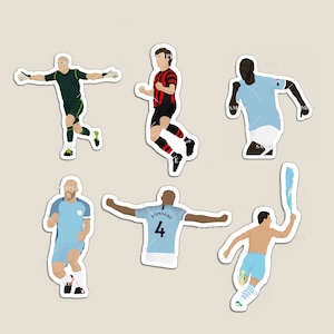 Man City Legends/Icons Players Stickers or Magnets including Kompany, Yaya Toure, Zabaleta, Hart, Agüero, & David Silva