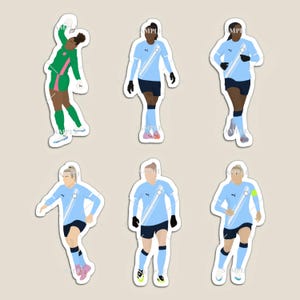 Man City Women Stickers or Magnets Set (Miedema, Greenwood, Kerolin, Hemp, Shaw & Keating)