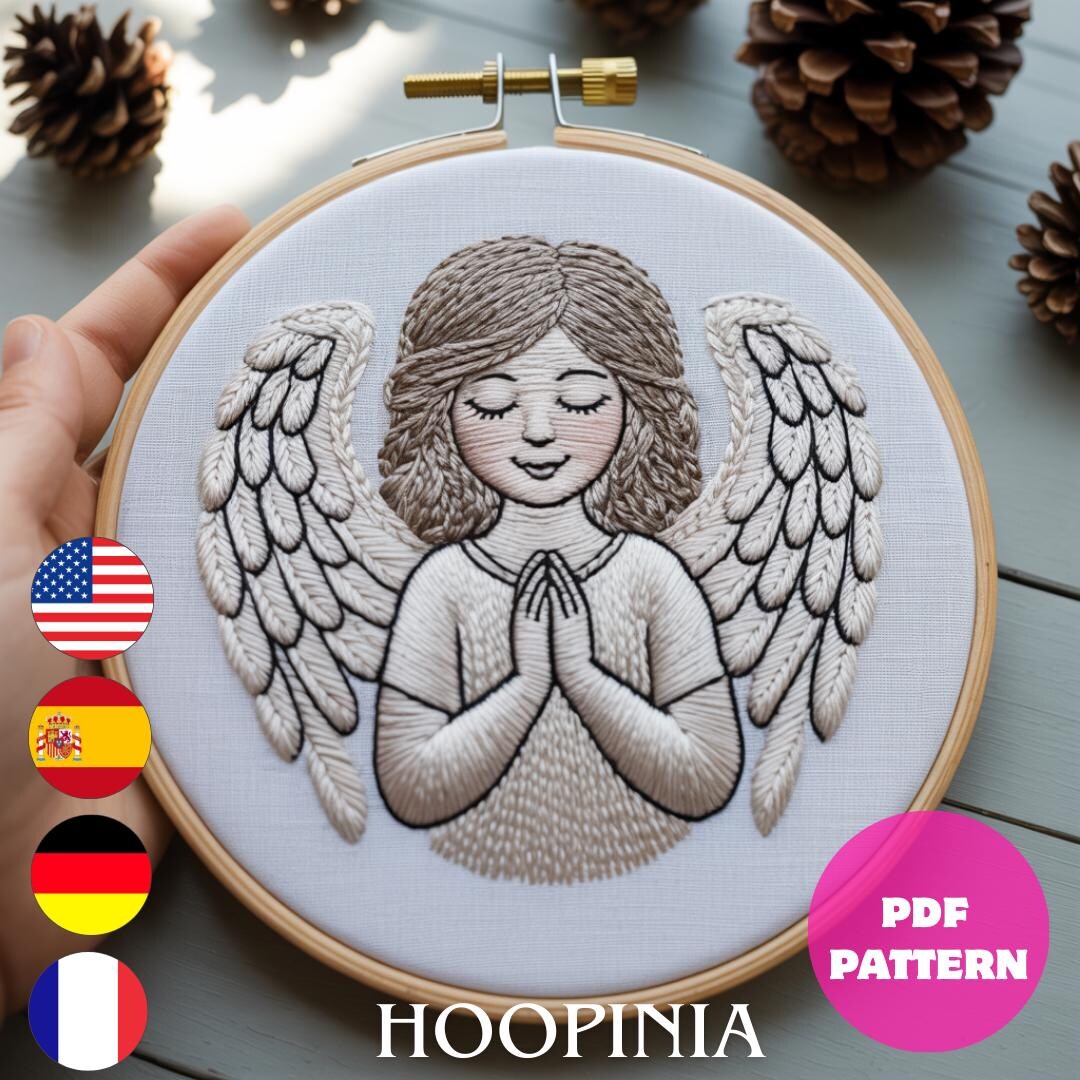 Holy Angel Pattern Angel Hand Embroidery Pattern PDF – Praying Angel Hoop Art – Christmas ...